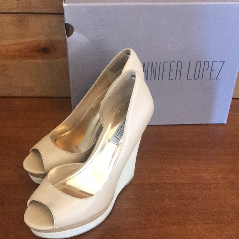 J-lo peep toe wedges - almost brand new!!!